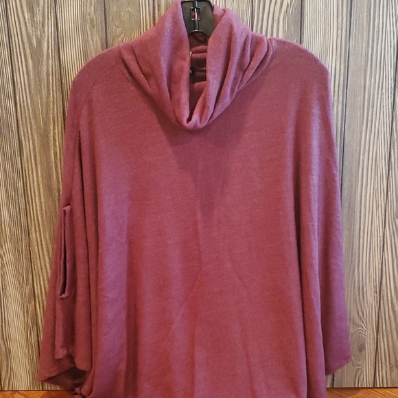 Burgundy Sleeve Poncho Sweater - Picture 3 of 7